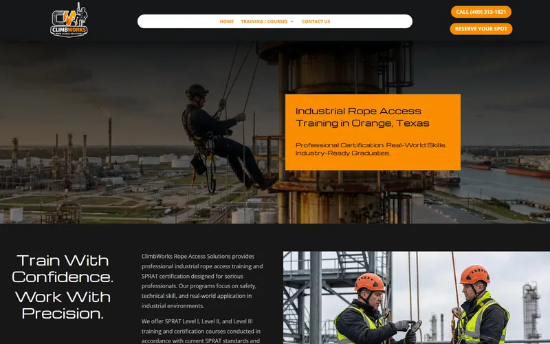 ClimbWorks industrial rope access website project